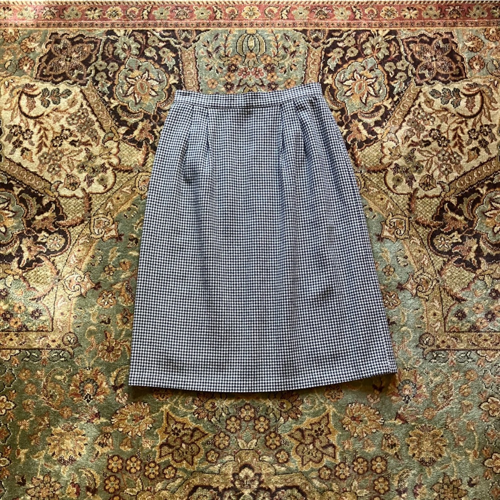 Vintage Wool Houndstooth Pencil Skirt